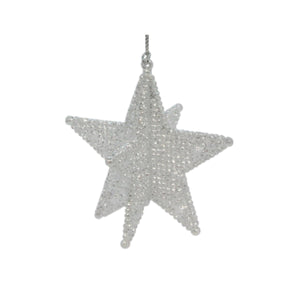 Pale Silver 3D 5 Point Star Dec 8cm