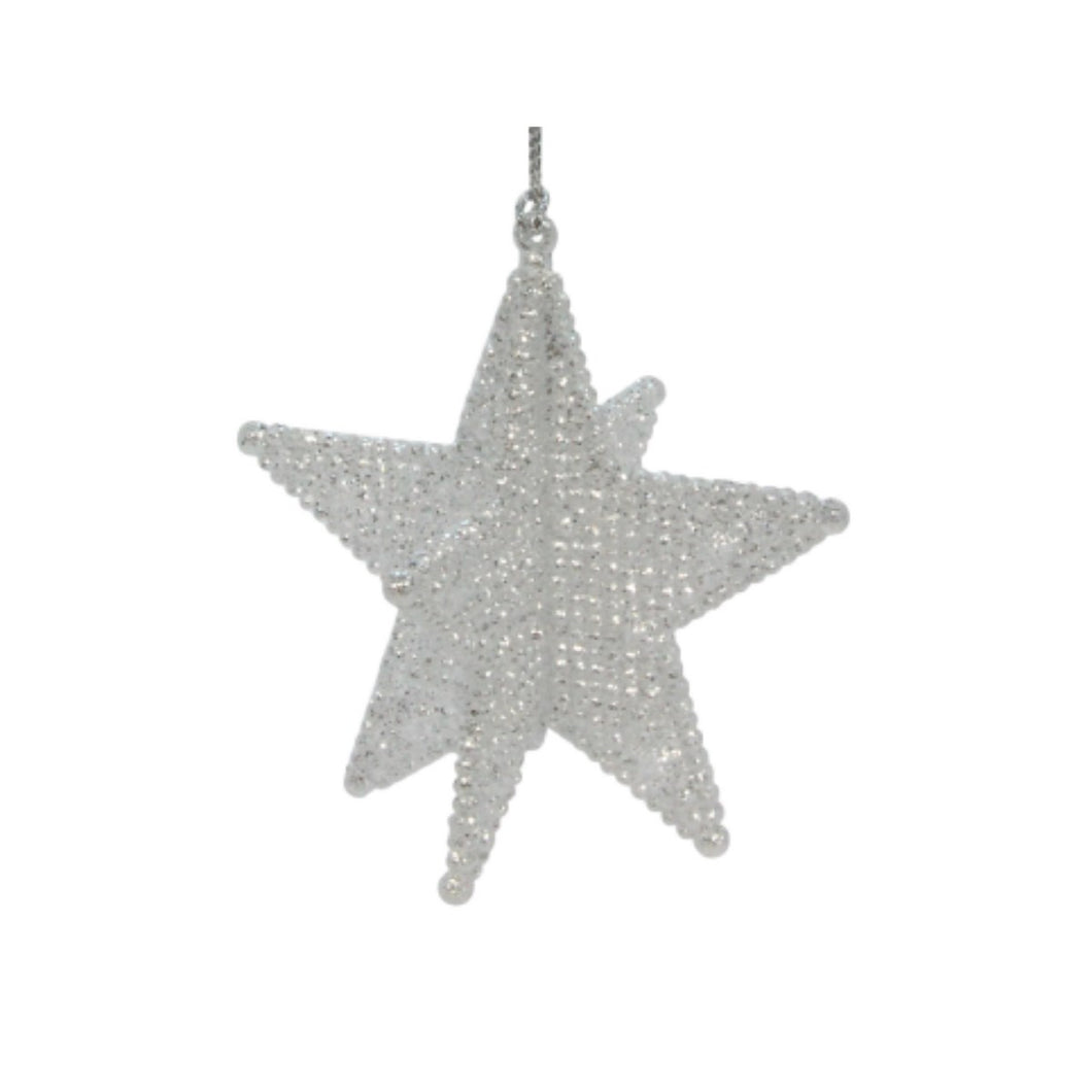 Pale Silver 3D 5 Point Star Dec 8cm