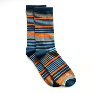 Blue/Orange Stripe Men's Socks