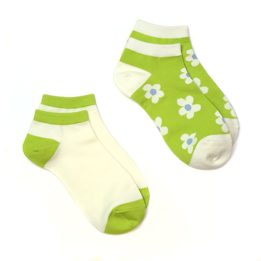 Bright Lime Floral 2 Pack Socks