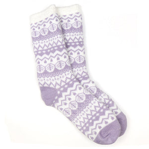 Lilac Fairisle  Slipper Socks
