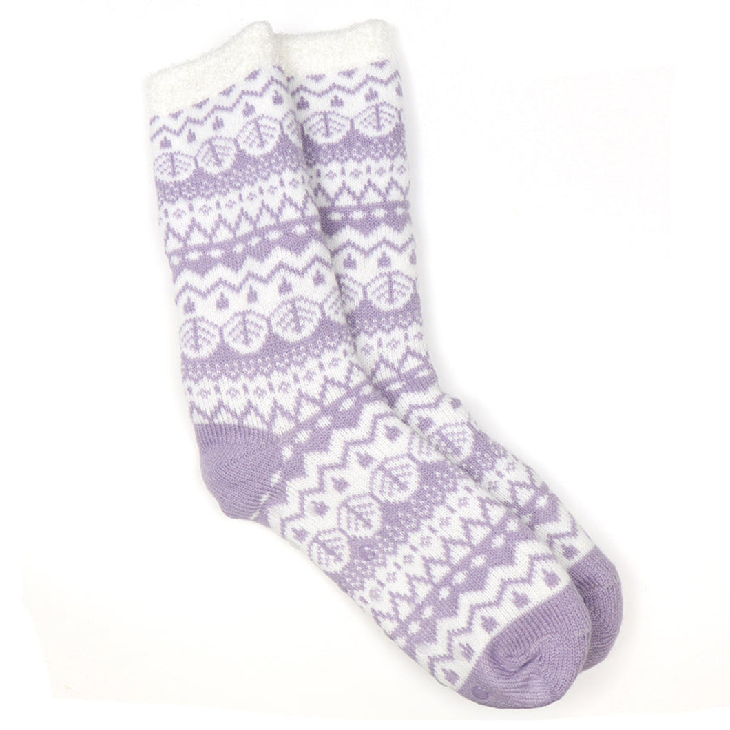 Lilac Fairisle  Slipper Socks