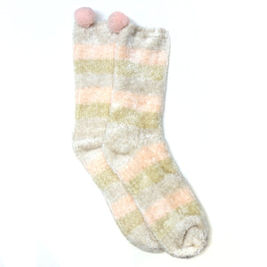 Beige Mix Striped Chenille Cosy Sock