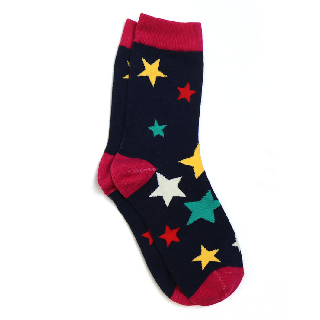 Navy/Pink Stars Socks