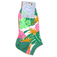 Load image into Gallery viewer, Pink and Khaki Mix Monstera Leaf Trainer Socks
