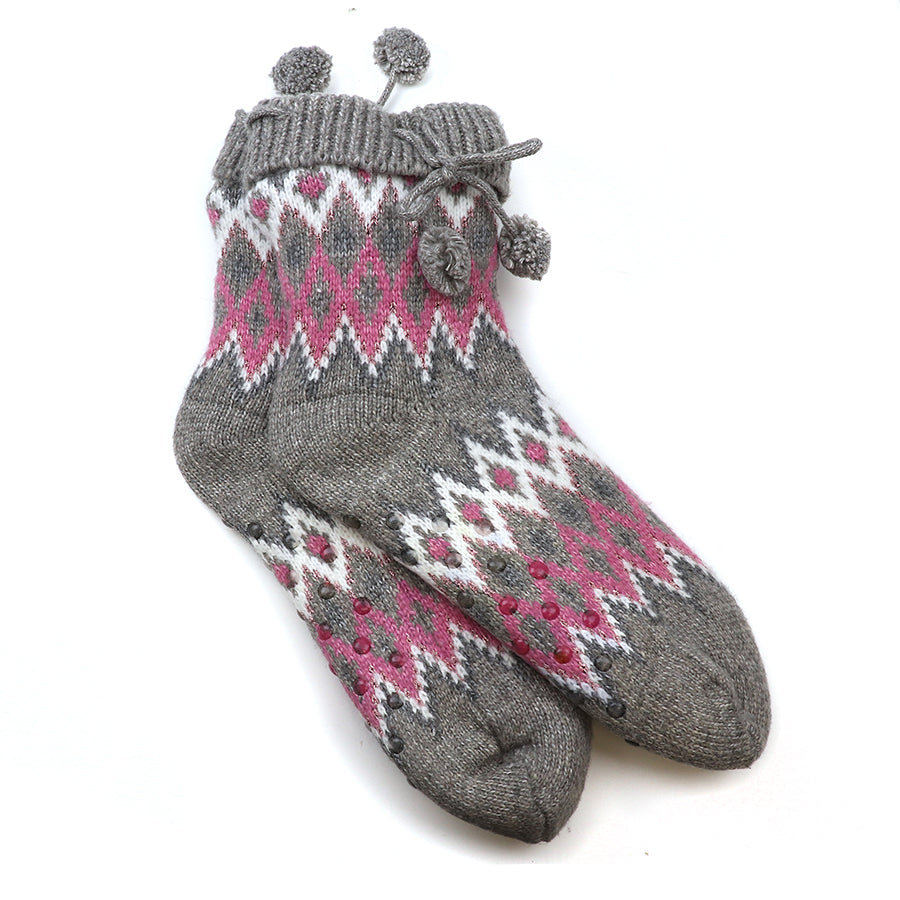 Grey/Pink Diamond Knit Recycled Blend Cosy