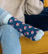 Load image into Gallery viewer, Navy/Light Blue Christmas Dogs Organic Cotton
