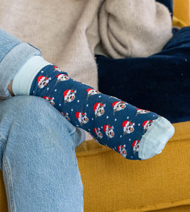 Navy/Light Blue Christmas Dogs Organic Cotton