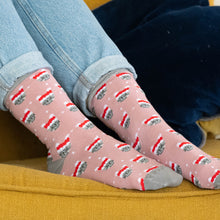 Load image into Gallery viewer, Pink/Grey Christmas Cats Organic Cotton
