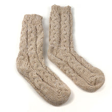 Load image into Gallery viewer, Light Beige Chunky Cable Knit Cosy Socks
