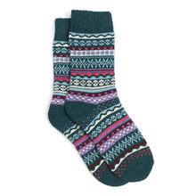 Load image into Gallery viewer, Dusky Teal/Lilac Mix Nordic Style Cosy Sock
