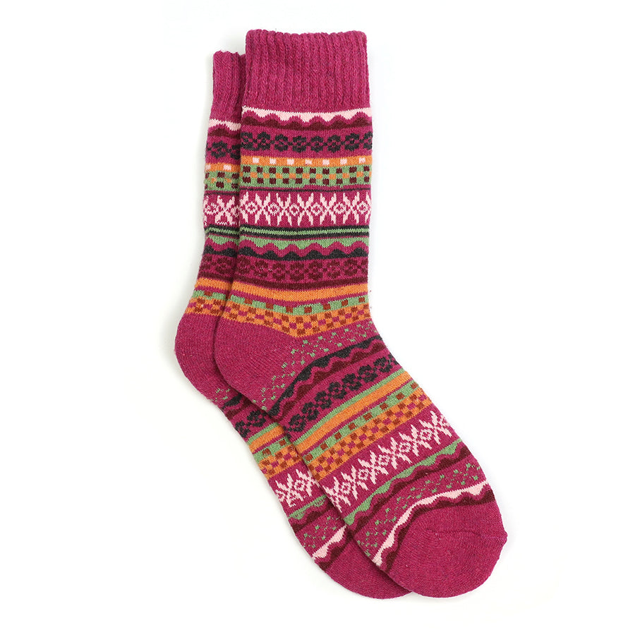 Deep Pink/Orange Mix Nordic Style Cosy Sock