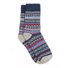 Load image into Gallery viewer, Denim Blue/Lilac Mix Nordic Style Cosy Sock
