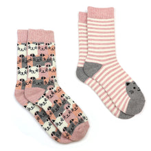 Load image into Gallery viewer, Pink Stripe Cat Socks Duo
