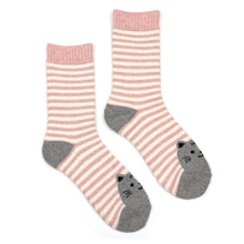 Load image into Gallery viewer, Pink Stripe Cat Socks Duo
