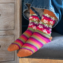 Load image into Gallery viewer, Orange Multi Mix Stripe &amp; Heart Socks
