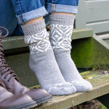 Load image into Gallery viewer, Grey Scandi Diamond Heart Ankle Socks
