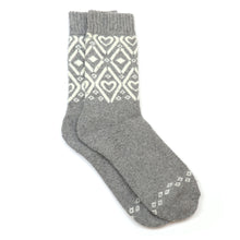 Load image into Gallery viewer, Grey Scandi Diamond Heart Ankle Socks
