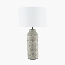 Load image into Gallery viewer, Embossed Grey Ceramic Table Lamp
