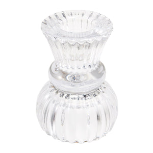 Double Ended Clear Glass Candle Holder