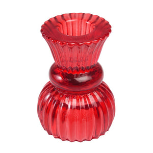 Double Ended Red Glass Candle Holder