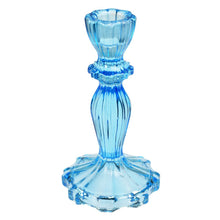 Load image into Gallery viewer, Tall Blue Glass Candle Holder
