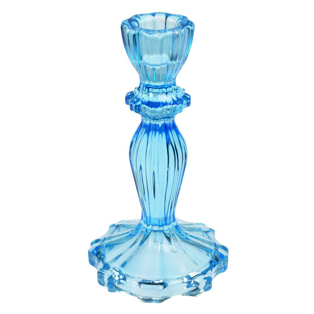 Tall Blue Glass Candle Holder