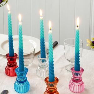 Dip Dye Spiral Candles Blue