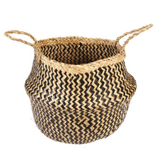 Load image into Gallery viewer, Black Zig Zag Seagrass Basket Medium
