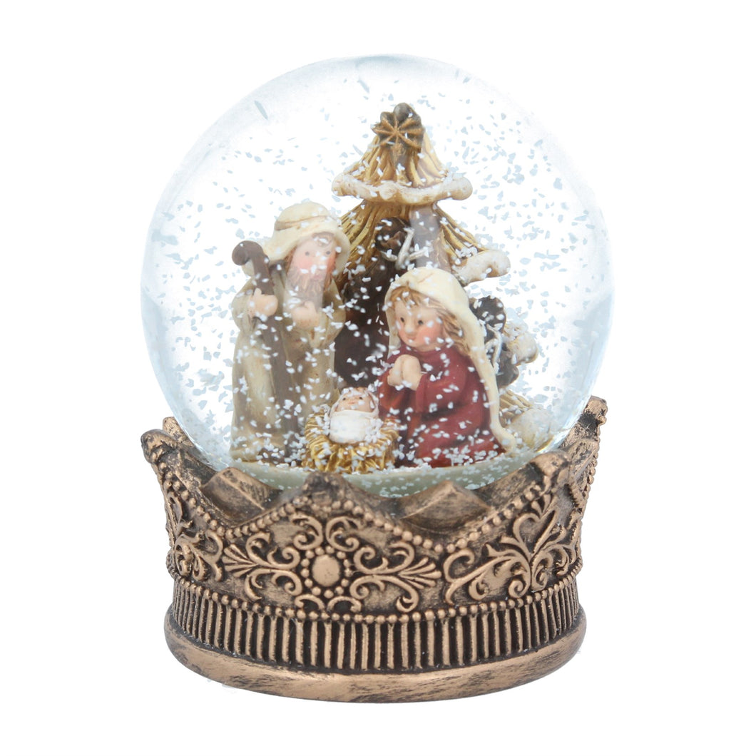 Nativity in Gold Crown Snowglobe