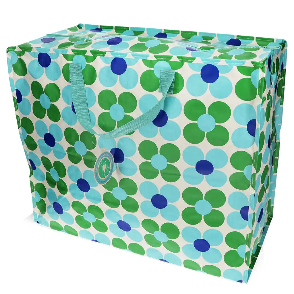 Jumbo Storage Bag Blue & Green Daisy