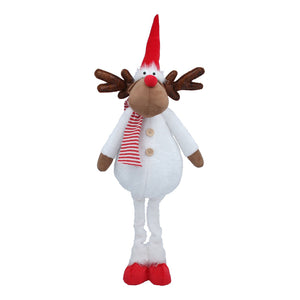 Plush Standing Reindeer with Santa Hat Orn