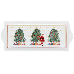 Nostalgia Santa/Tree Bone China Rectangular Dish