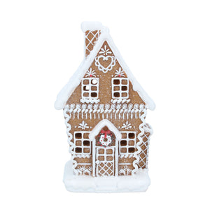 White Iced LED Gingerbread Village Med
