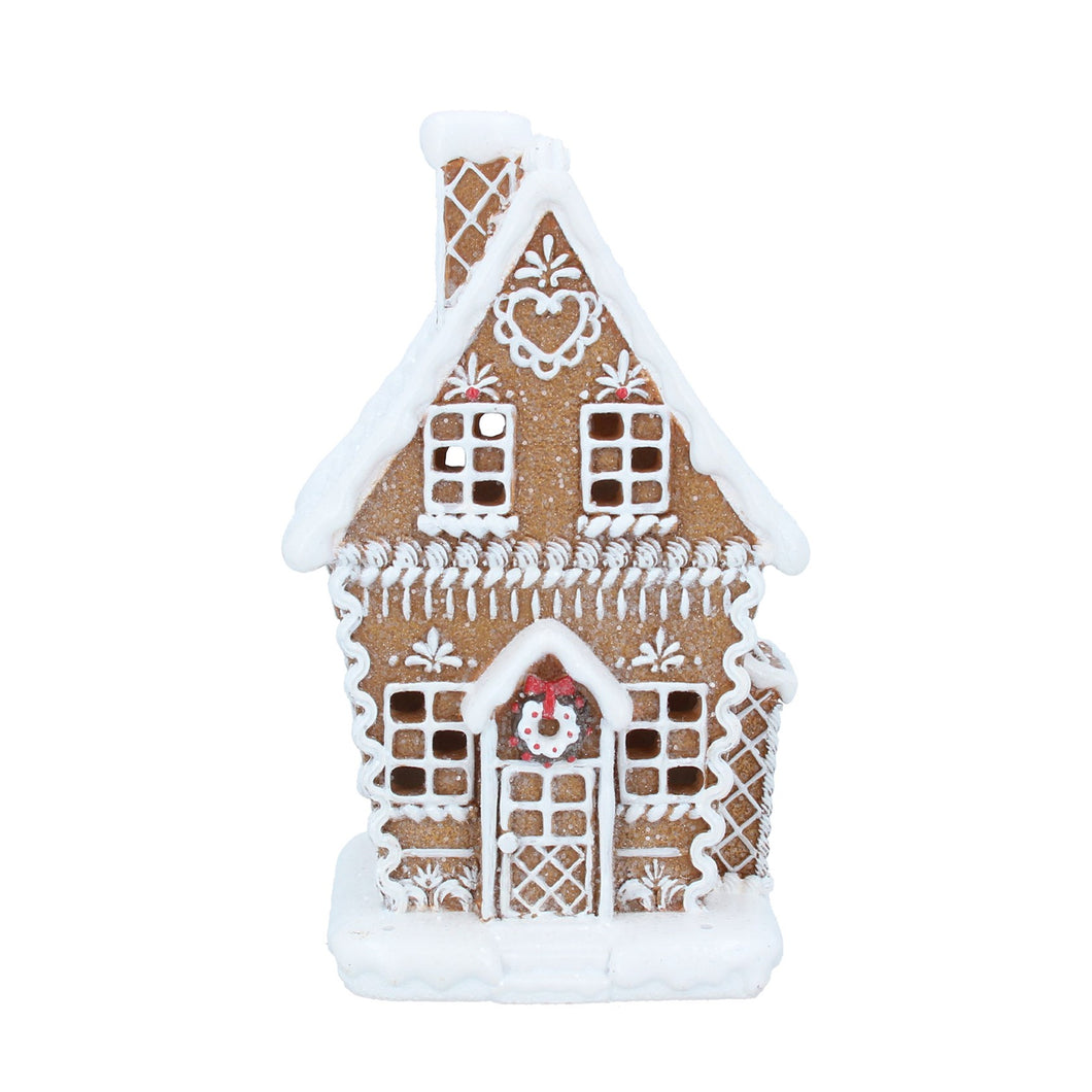 White Iced LED Gingerbread Village Med