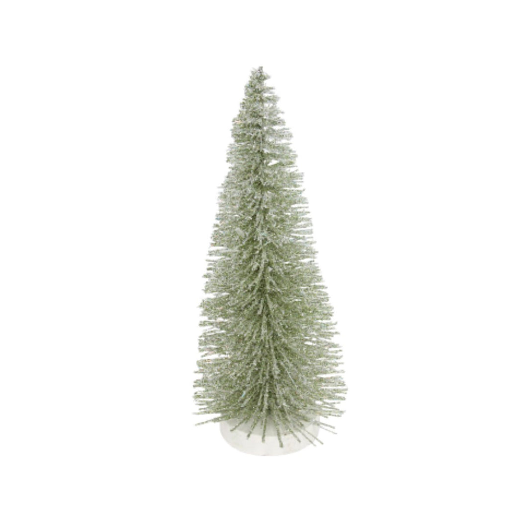 Green Sparkling Brush Tree Orn Med