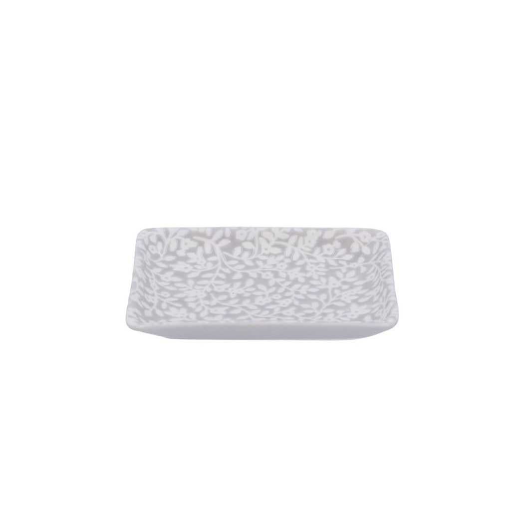Grey Floral Vines Trinket Dish Small