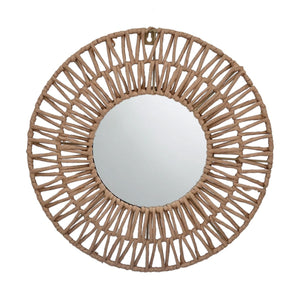 Woven Raffia Med Round Mirror