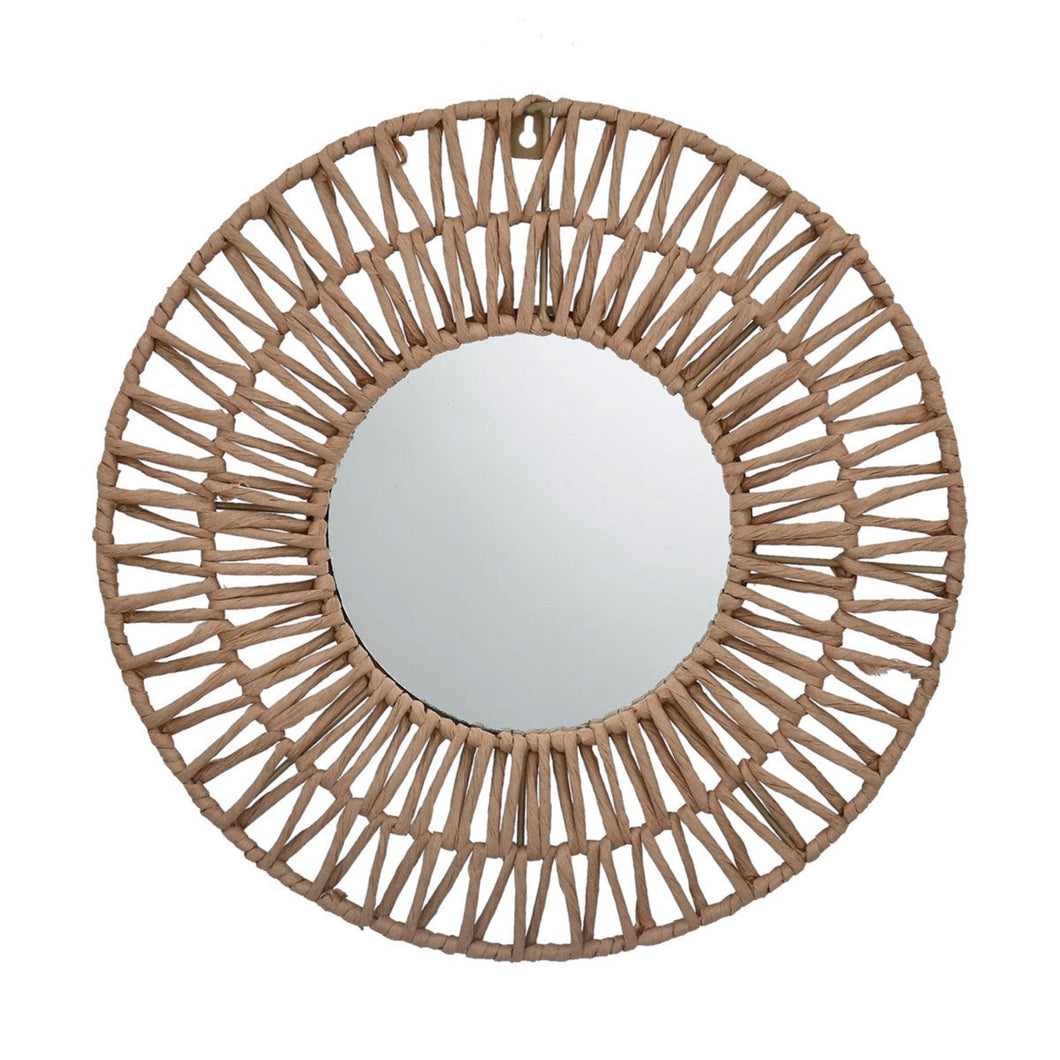 Woven Raffia Med Round Mirror