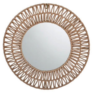 Woven Raffia Lge Round Mirror