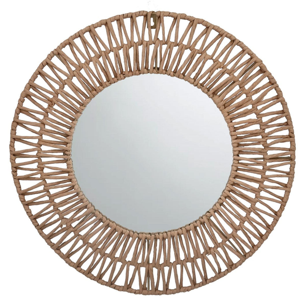 Woven Raffia Lge Round Mirror