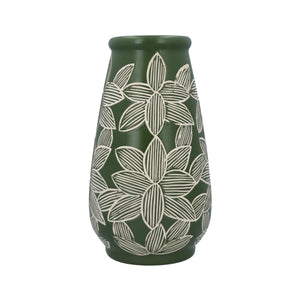 Green Etched Flower Vase Lrg