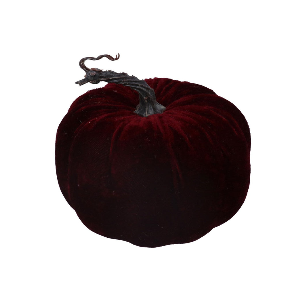 Velvet Pumpkin Ornament Burgundy Med