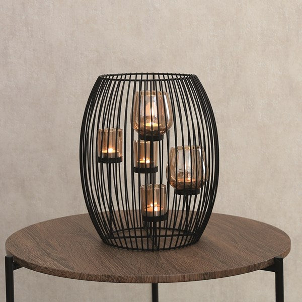 Amber Glass Cage Candle Holder 61cm