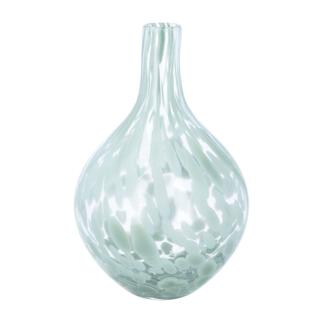 Green Tortoiseshell Glass Bulb Vase