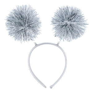 Silver Tinsel Pom Pom Hairband