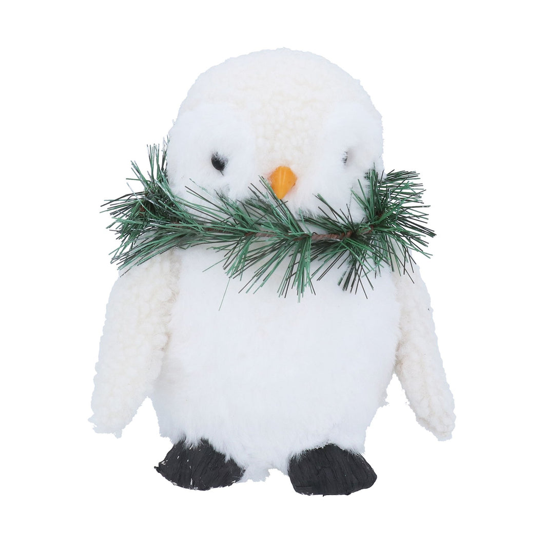 Faux Fur Penguin with Wreath Orn Med