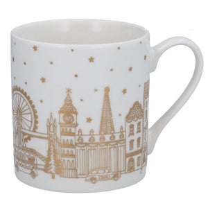 Gold London Scene Bone China Mug