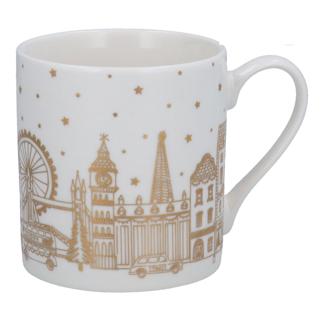 Gold London Scene Bone China Mug
