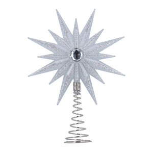 Silver Glitter Starburst Acrylic Tree Topper